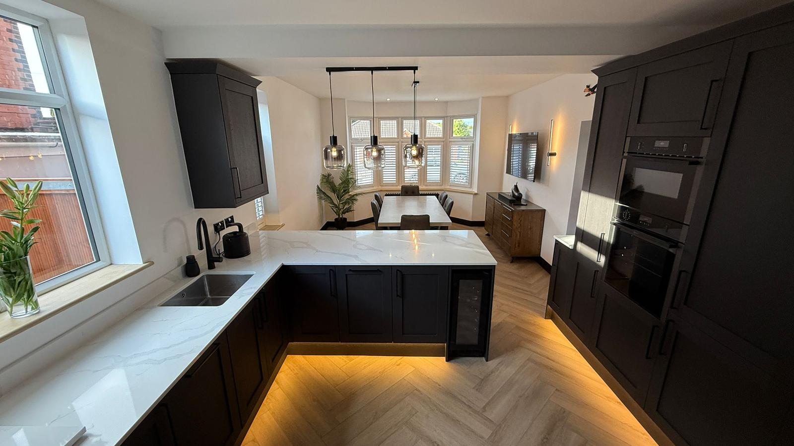 Luxury kitchen LED under-cabinet lighting installation